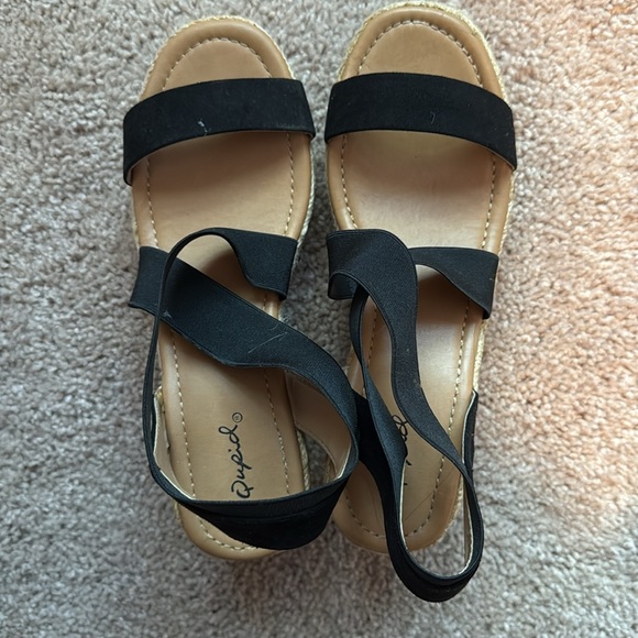 Black Platform Espadrille Sandals - Picture 9 of 10